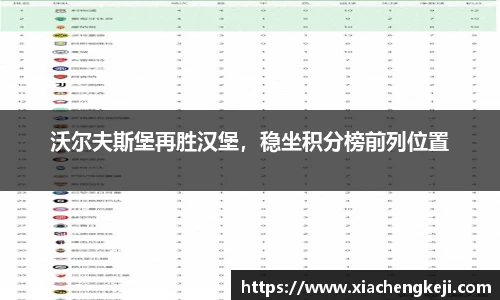 沃尔夫斯堡再胜汉堡，稳坐积分榜前列位置